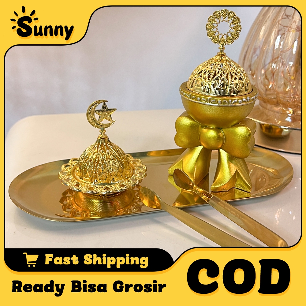 Piring Pembakar Dupa Piring Bulat Gold| Piring Stainless Gold Piring Korea Aesthetic  Piring Makan S