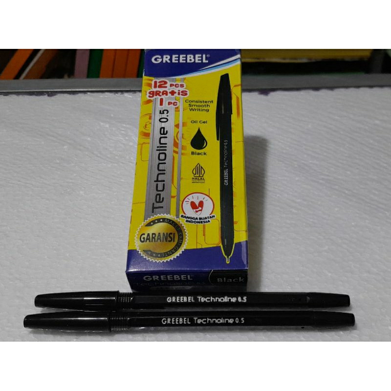 

Pena Ball Point Greebel Technoline 0.5 (12pcs+1pcs) /Hitam,Biru,Merah