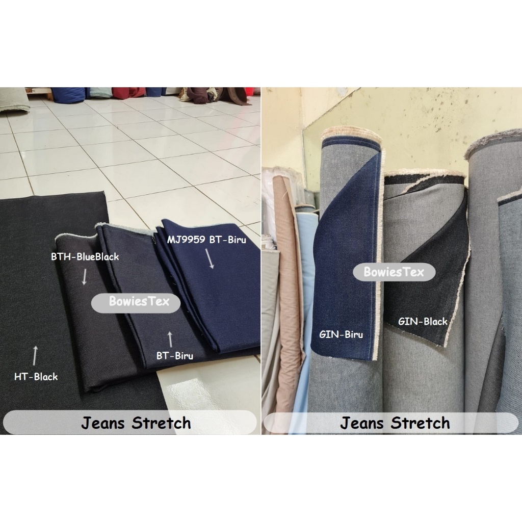 Kain Jeans Stretch Bahan Denim Melar Jeans Melar Raw Mentah Stretch Jeans Melar