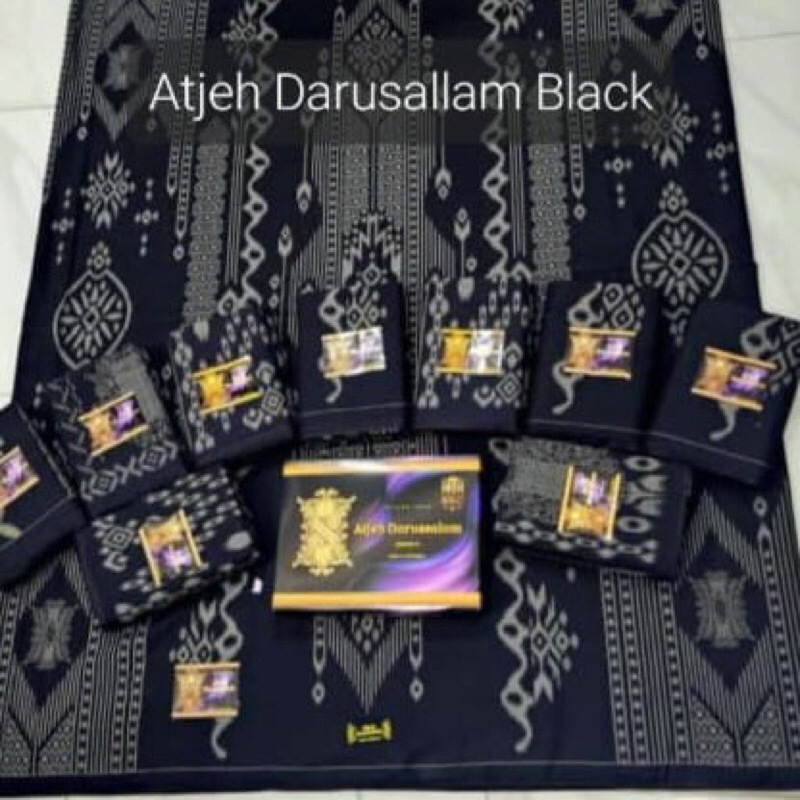 Kain sarung Aceh Darussalam Kembang seri warna hitam