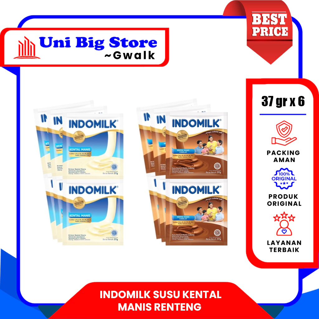 

INDOMILK SUSU KENTAL MANIS ORIGINAL - COKELAT - (37 gr x 6 pcs) RENTENG