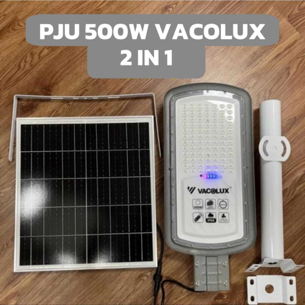 Lampu Jalan Solar LED PJU 500W Merek Vacolux Solar Panel , Remote Control SNI