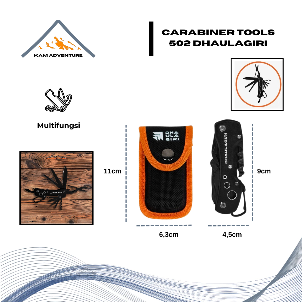 Dhaulagiri Survival Kit Multifungsi Carabiner Multi Tools 502