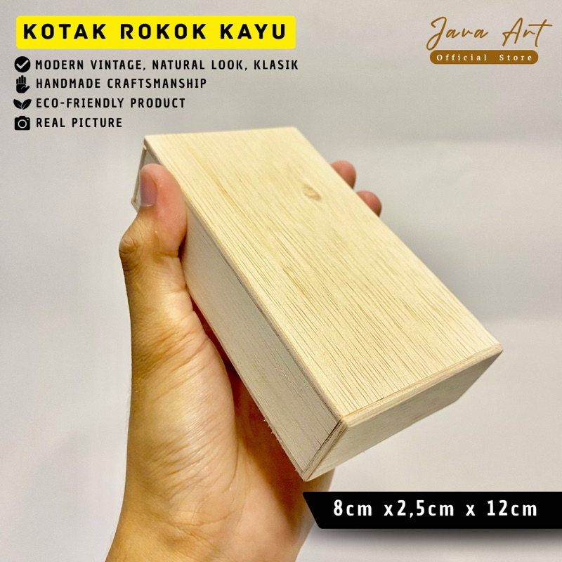 KOTAK ROKOK KEMASAN KAYU KLASIK UKURAN 12cm x 8cm x 2.5cm