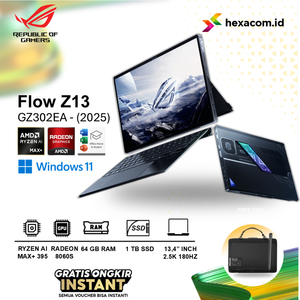 Asus ROG Flow Z13 GZ302EA Ryzen AI MAX+ 395 RAM 64GB 1TB SSD 13.4" 2.5K 180HZ