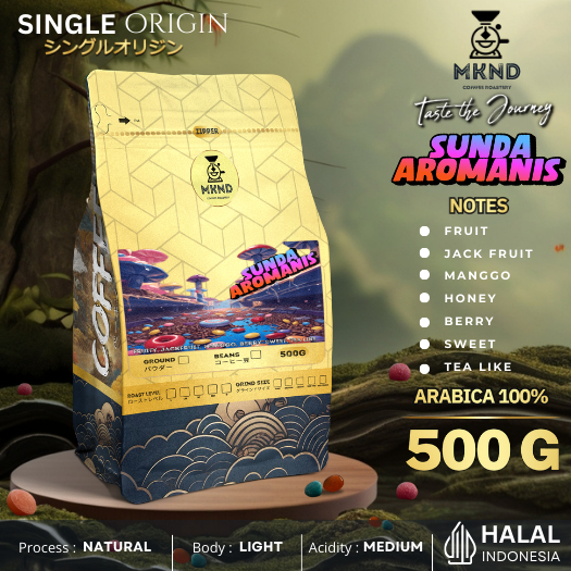 

MKND COFFEE ROASTERY - Kopi Arabika Sunda Aromanis Natural 500gr Specialty Singgel Origin | Medium Roast | Manual Brew | Premium Coffee Grade 1