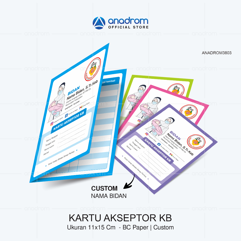 

Kartu Akseptor KB Custom | Buku Akseptor KB | Buku KB | Kartu KB Lipat 2 Custom | Size 11x15 Cm | Anadrom 3803