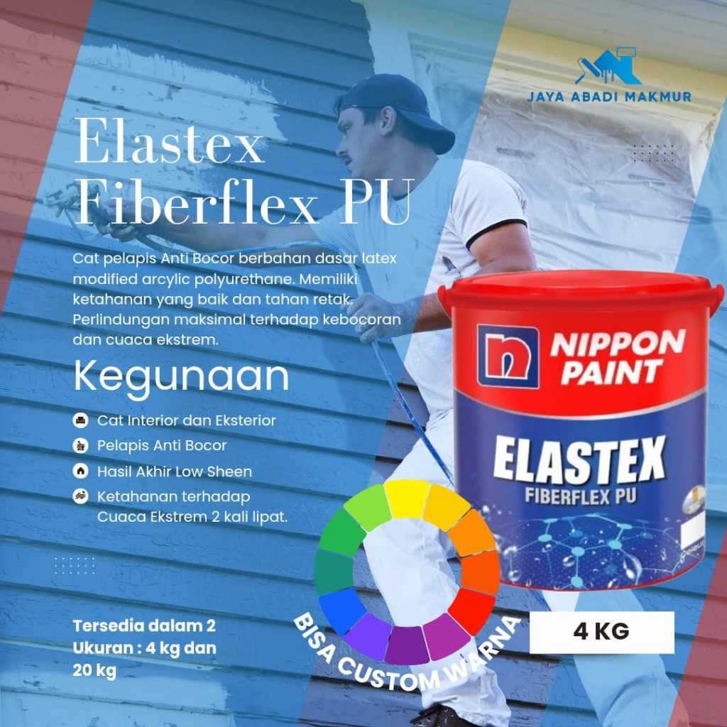 Nippon Paint Elastex Fiberflex PU 4 kg / Cat Pelapis Anti Bocor / Warna Custom / Nippon Paint Tintin