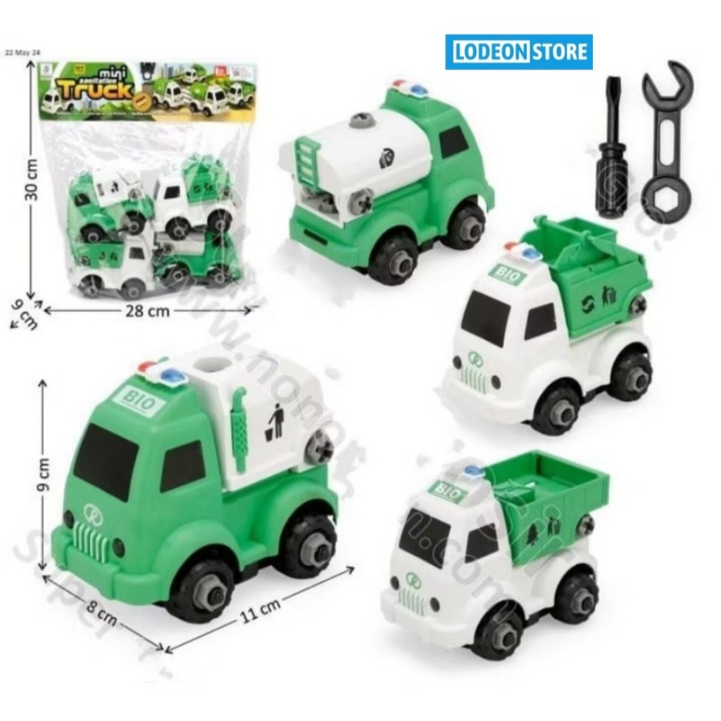 Mainan DIY Mobil Kebersihan - Mini Sanitation Truck - Mainan Koleksi - Mainan Anak - Mainan Edukasi 