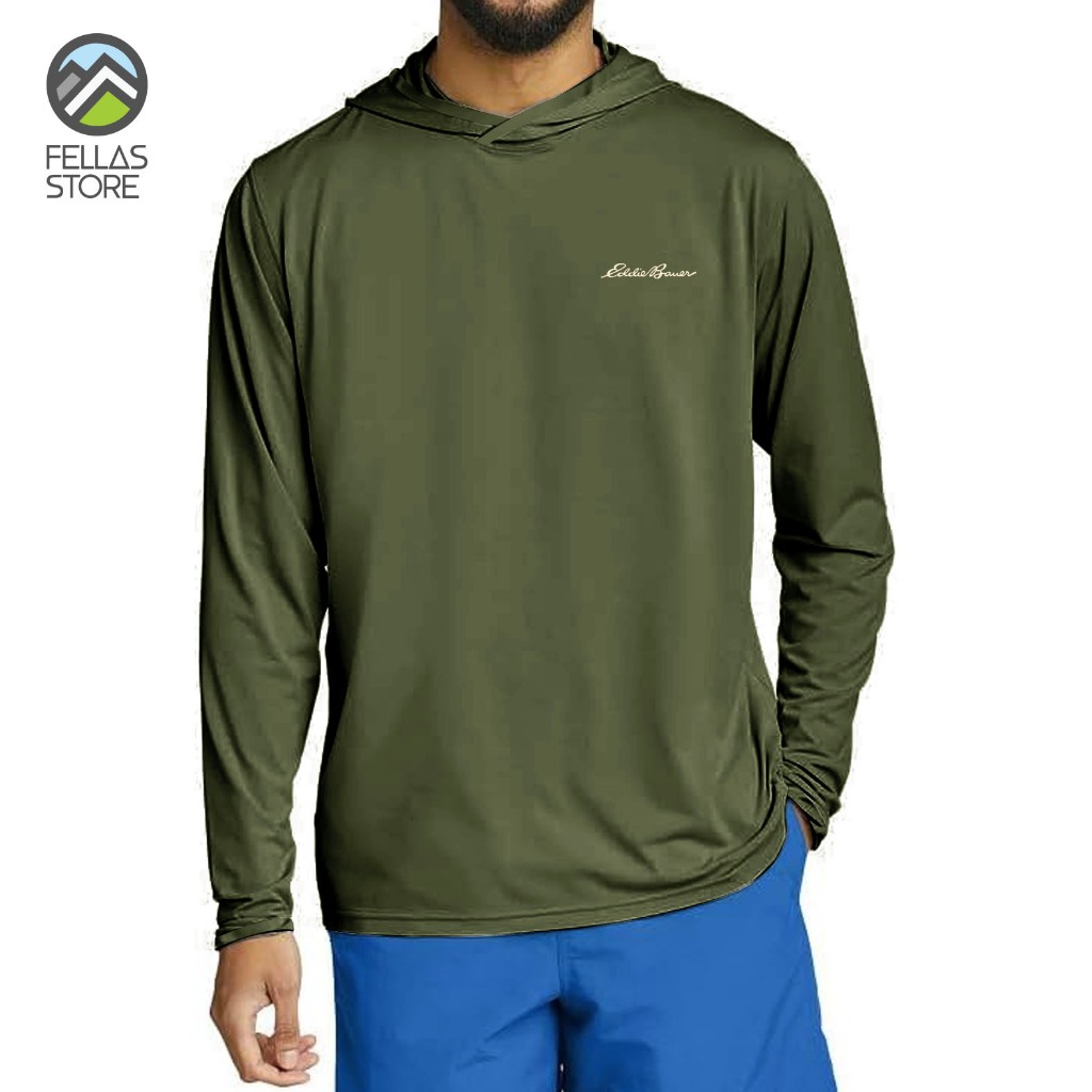 Eddie Bauer - Long Sleeve Hoodie Graphic River Camp Green