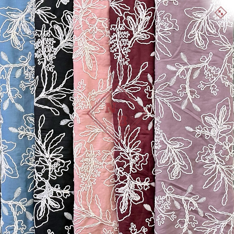 Kain Viscose Bordir/Kain Bordir Raya Series/Kain Baju/Bahan Baju Terbaru