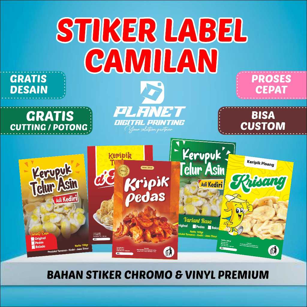 

Stiker Label/ Stiker keripik/ stiker snack/ stiker label Kemasan/ Stiker Jajanan/ Stiker Makanan