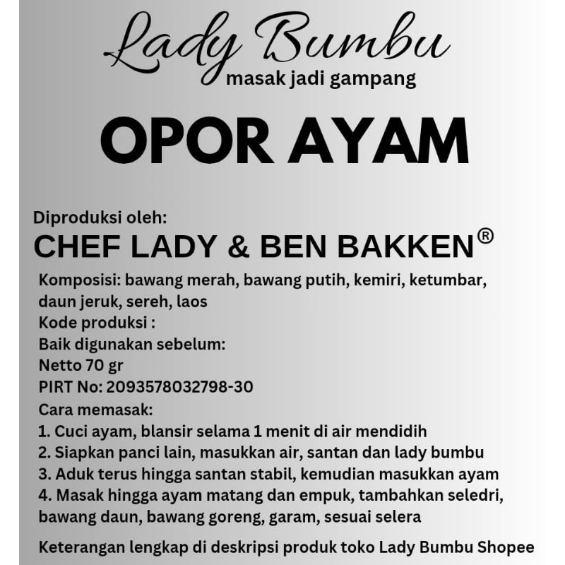 

Lady Bumbu Opor Ayam