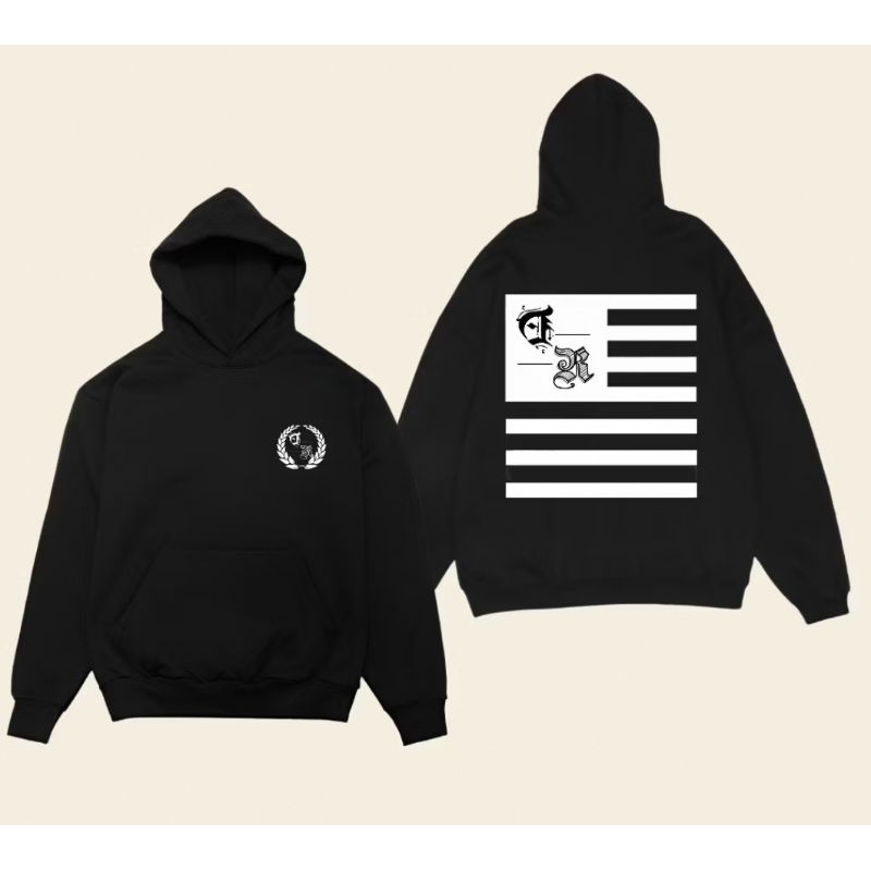 Hoodie DR Daendels Road Kotak Bahan Cotton Fleece Hitam