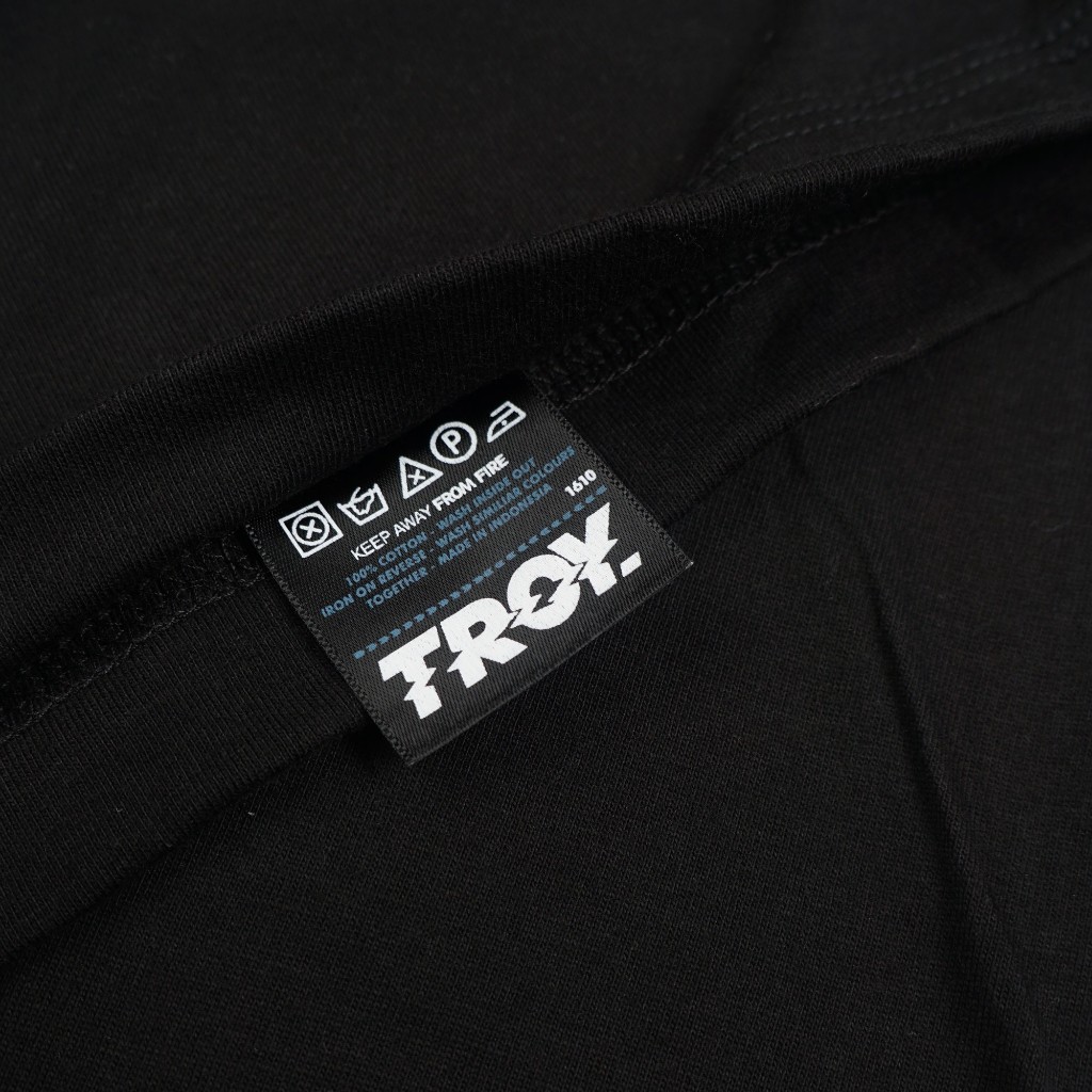 Troy Company Neck Strip Tshirt Black Basic Logo - Kaos Lengan Pendek Kaos Hitam KST 3052-2B1W
