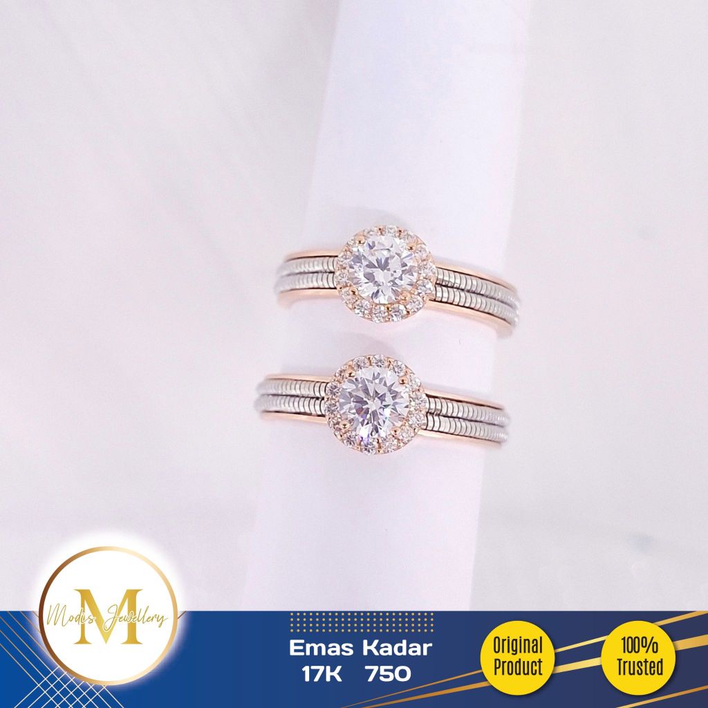 MODIS JEWELLERY - Cincin Choker Chelsea Kombinasi Putih Rosegold  - Emas 17k  750