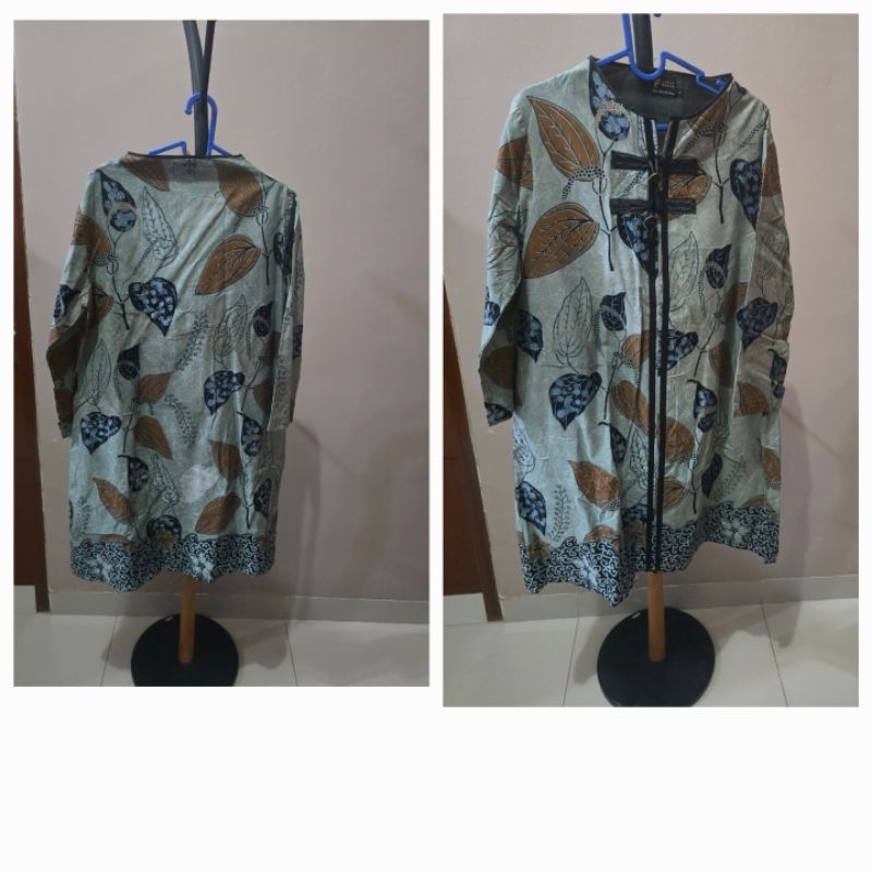 dress fatih batik abu tangan panjang