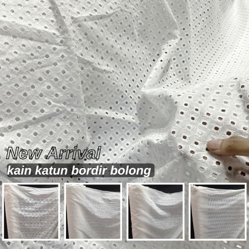 kain katun bordir bolong | Harga/50cm | kain katun bordir meteran | bahan katun bordir premium impor