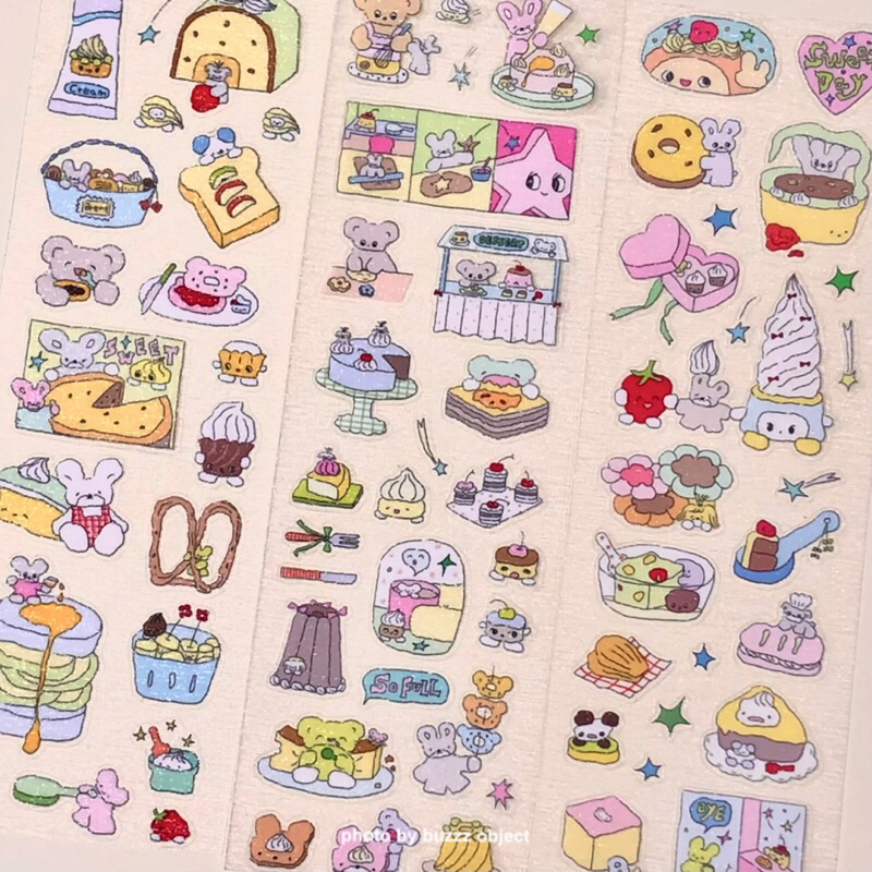 

[46x5cm] Dessert Studio Glitter Sticker Roll || Cute Japanese Korean Food Style Deco Stiker Journaling Scrapbook Washi Tape Buzzz Object