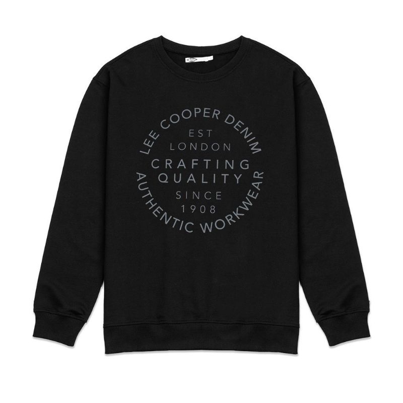 Lee Cooper Denim Sweater Crewneck Hitam Pria Wanita