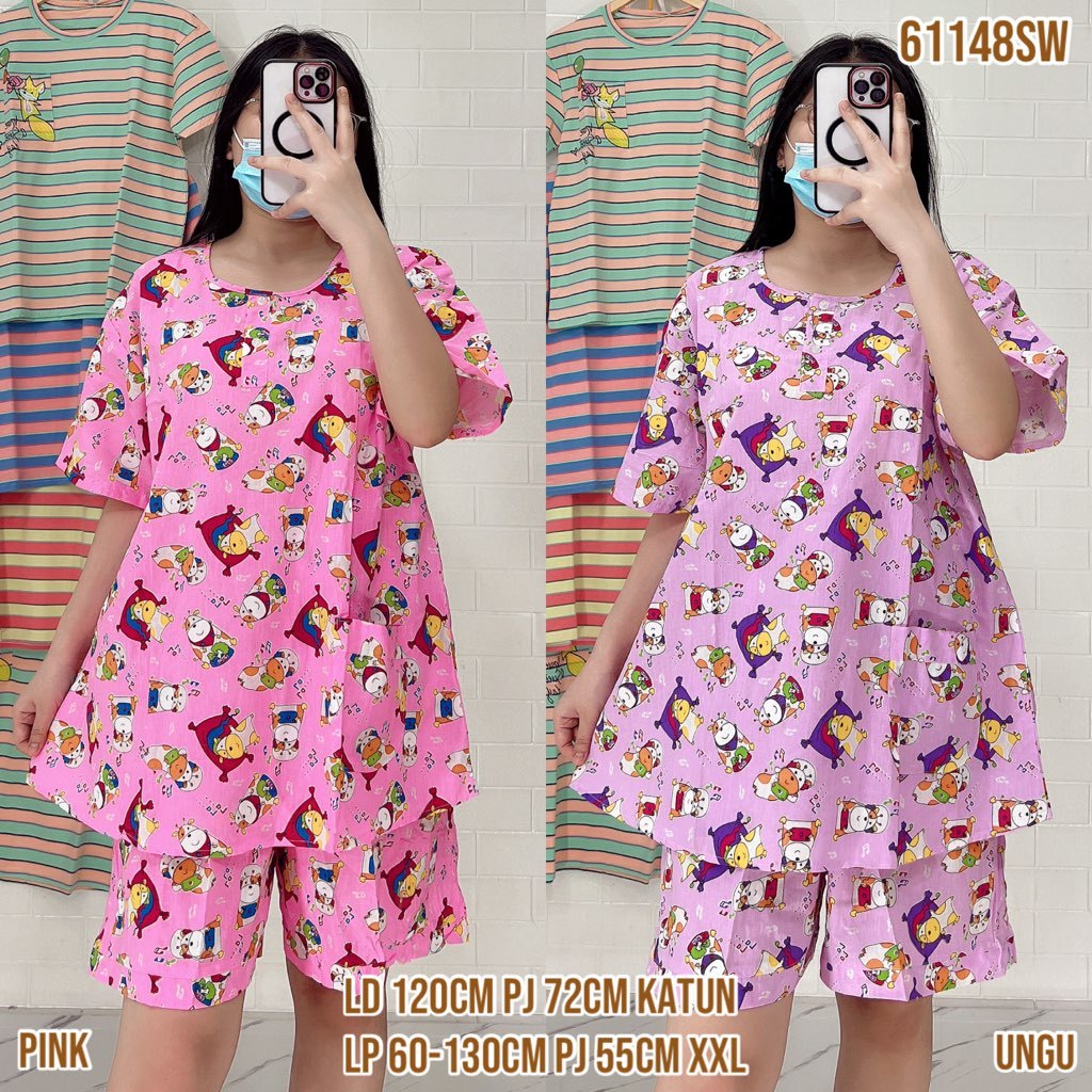 UIY Baju Tidur Merlin XXL Jumbo Setelan Katun Motif karakter - Bahan Katun Premium