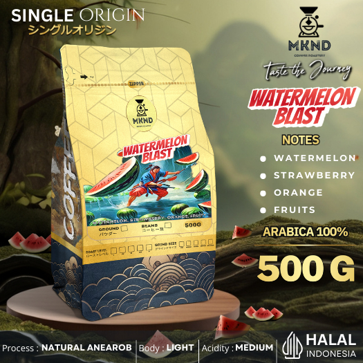 

MKND COFFEE ROASTERY - Kopi Arabika Water Melon Blast 500g Specialt | Singgel Origin | Natural | Premium Coffee | Medium Roast