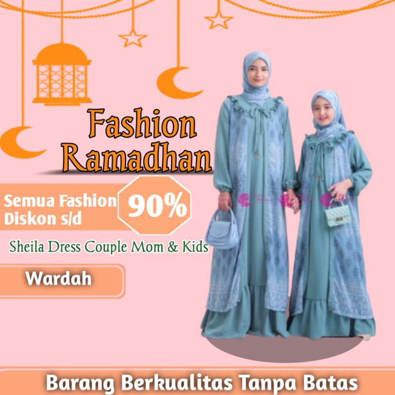 SHEILLA DRESS ( COUPLE ATAU SATUAN )Gamis Couple Ibu dan Anak Perempuan Bahan Crinkle Kombinasi Ceru