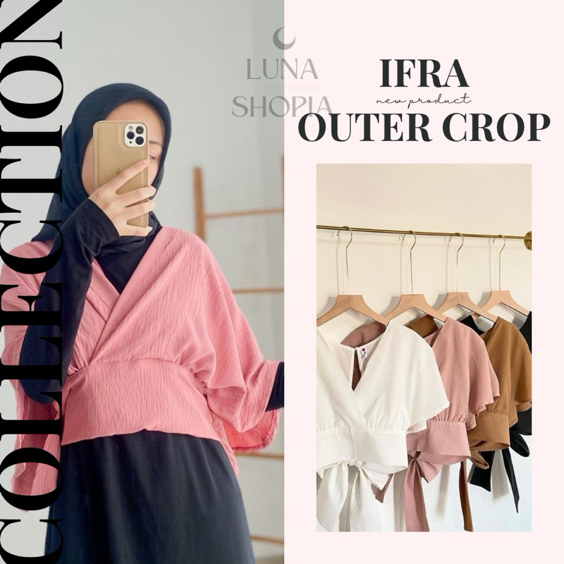 Outer Crop Wanita Korean Style Kekinian - IFRA OUTER CROP - Murah - Lengan Panjang - Premium