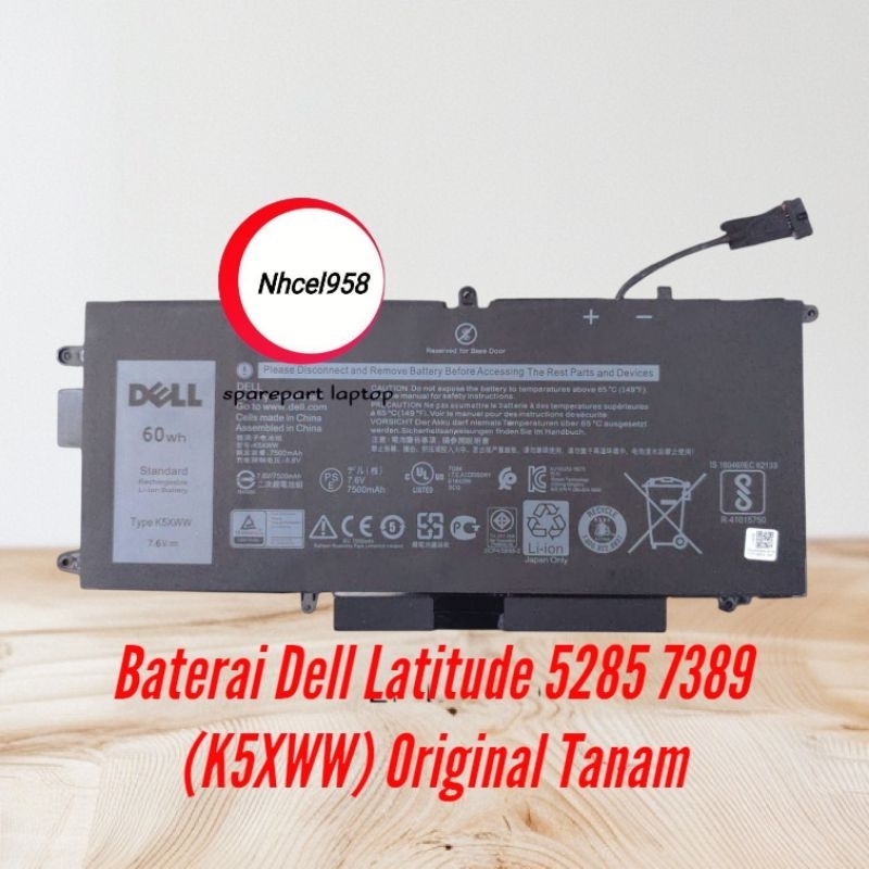 ✅Baterai Dell Latitude 5285 7389 (K5XWW) Original Tanam