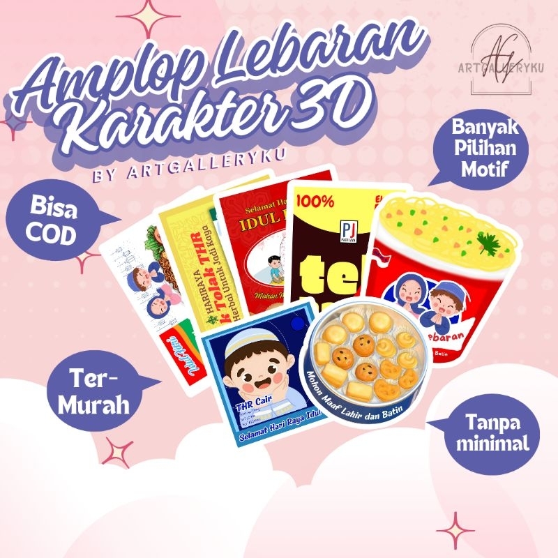 

AMPLOP KARAKTER 3D | ANGPAO AMPLOP LEBARAN IDUL FITRI LUCU MOTIF BANYAK SELALU READY