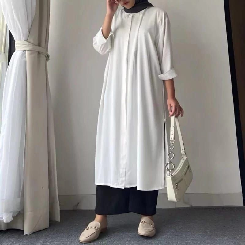 Tunik Jumbo Polos Crinkle Airflow Zeva Kemeja Long Tunik