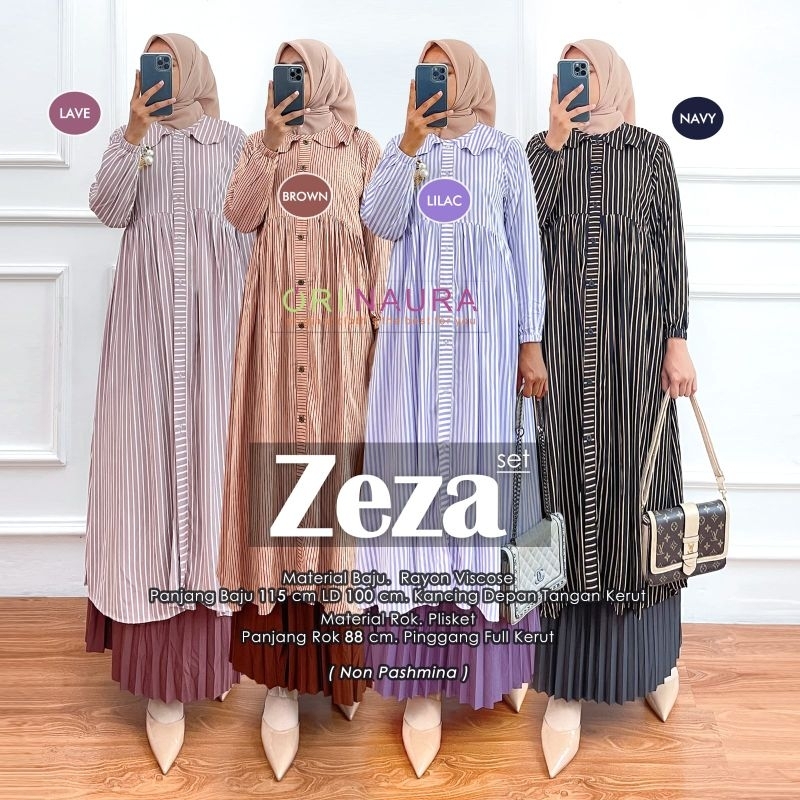 Zeza Set Setelan Gamis Fashion Muslim Rayon Viscouse Premium Original By Orinaura