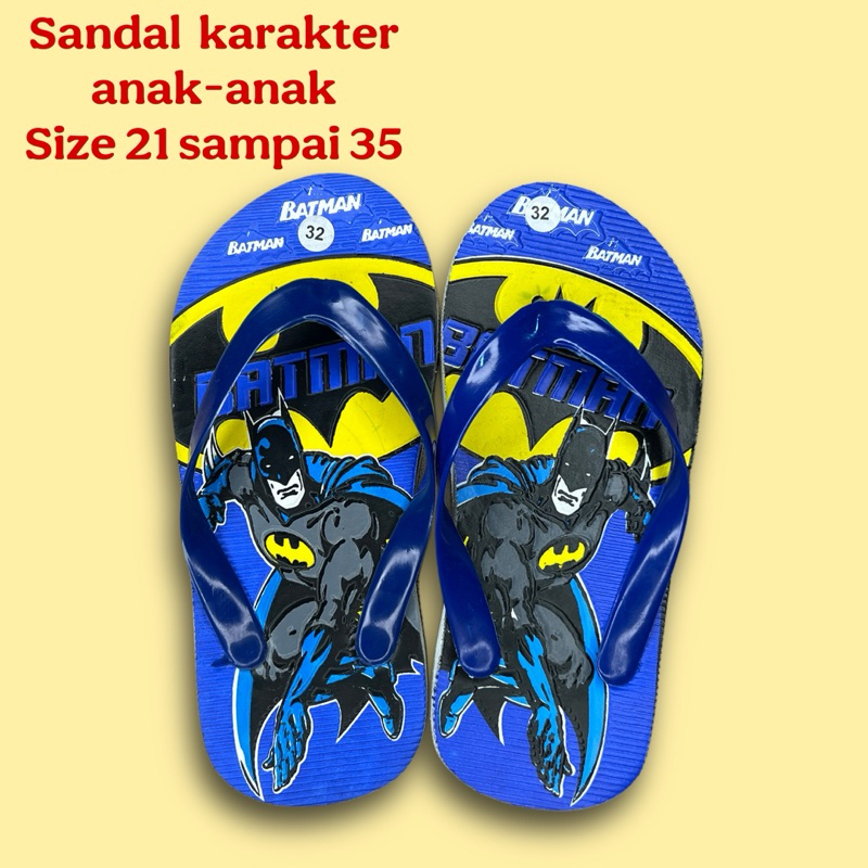 SANDAL JEPIT ANAK LAKI DAN PEREMPUAN - SANDAL ANAK GAMBAR KARAKTER SUPER HERO, TAYO, KUDA PONY DAN L