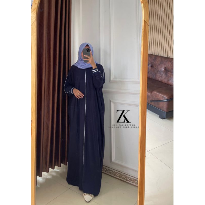Kaftan alika lengan karet.Busui resliting depan.Bahan twill uniqlo.zakiyah kaftan navy