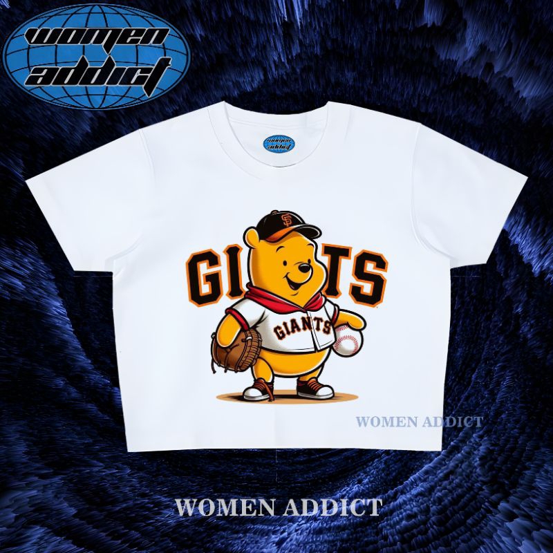 BABY TEE WINNIE THE POOH GIANTS | CROPTOP PUTIH | CROPTOP GRUNGE | CROPTOP Y2K | CROP TEE SLIMFIT | 