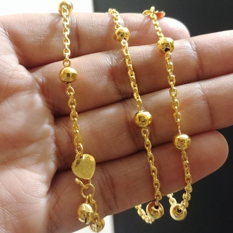 Gelang Rantai Bola Nori Bola Lapis Emas 24k