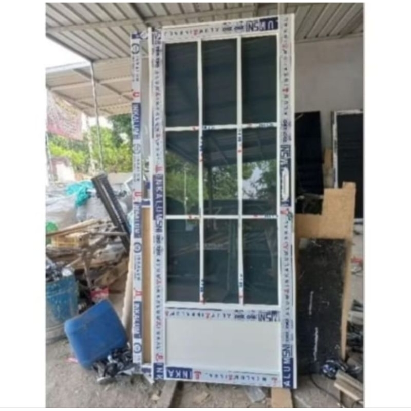 PINTU ORNAMEN KACA ALUMUNIUM tanpa KUSEN BISA COSTUM UKURAN