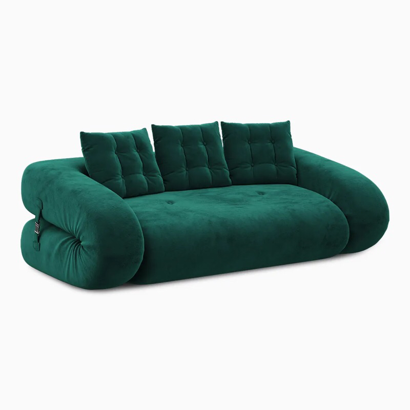 Sofa Minimalis Ruang Tamu | Sofa Bed Jok Hijau Velvet Ukuran 207 cm