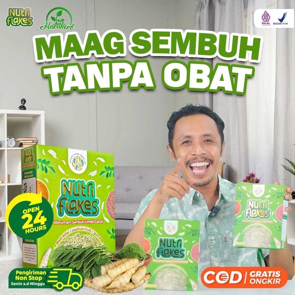 

Nutriflakes - Nutrisi Sehat Ekstrak Umbi Garut Efektif Atasi Asam Lambung Maag Gerd Sereal