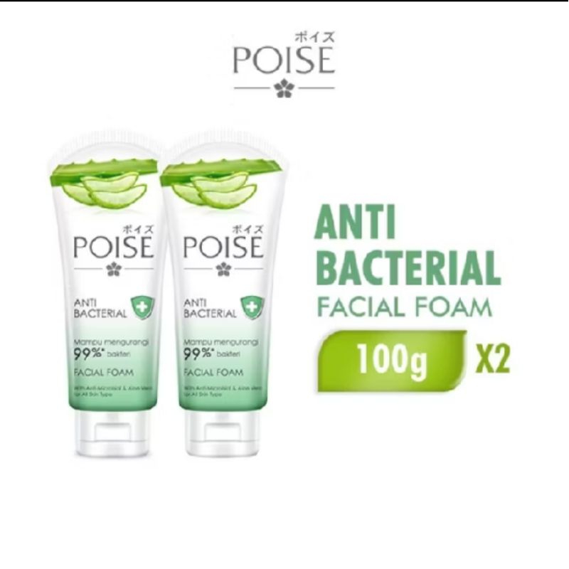 (Paket Isi 2) Poise Sabun Cuci Muka Anti Bacterial Facial Foam 2 x 100gr