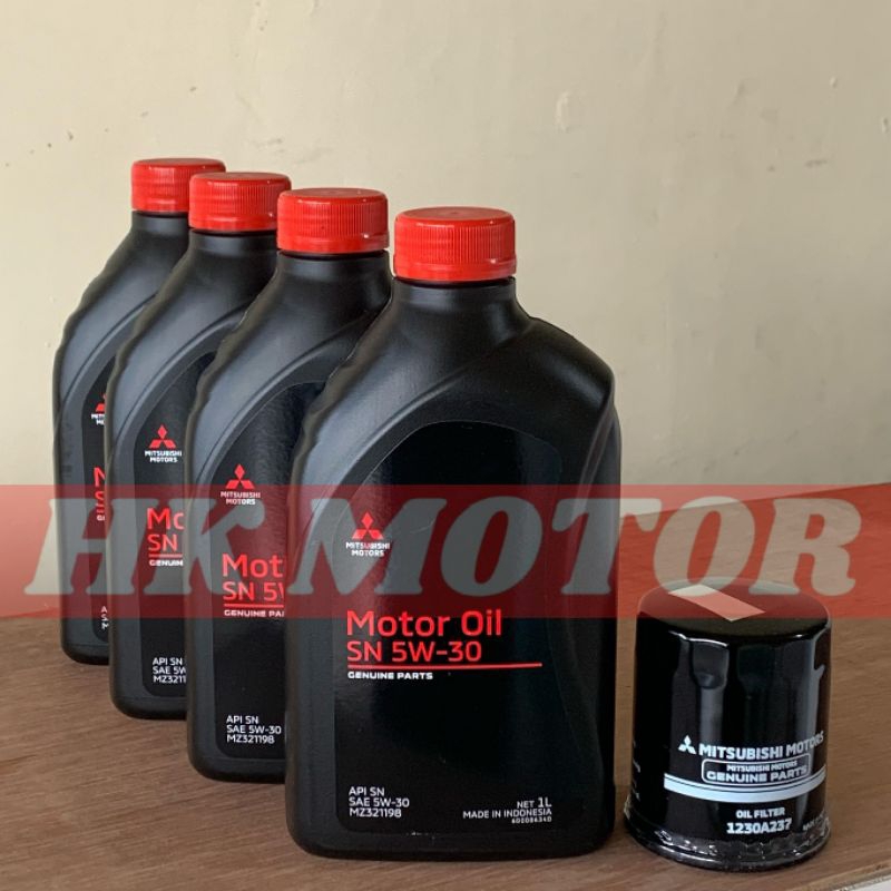 PAKET KURAS 4PCS OLI MESIN [GASOLINE] MITSUBISHI 5W-30 DAN OLI FILTER MITSUBISHI