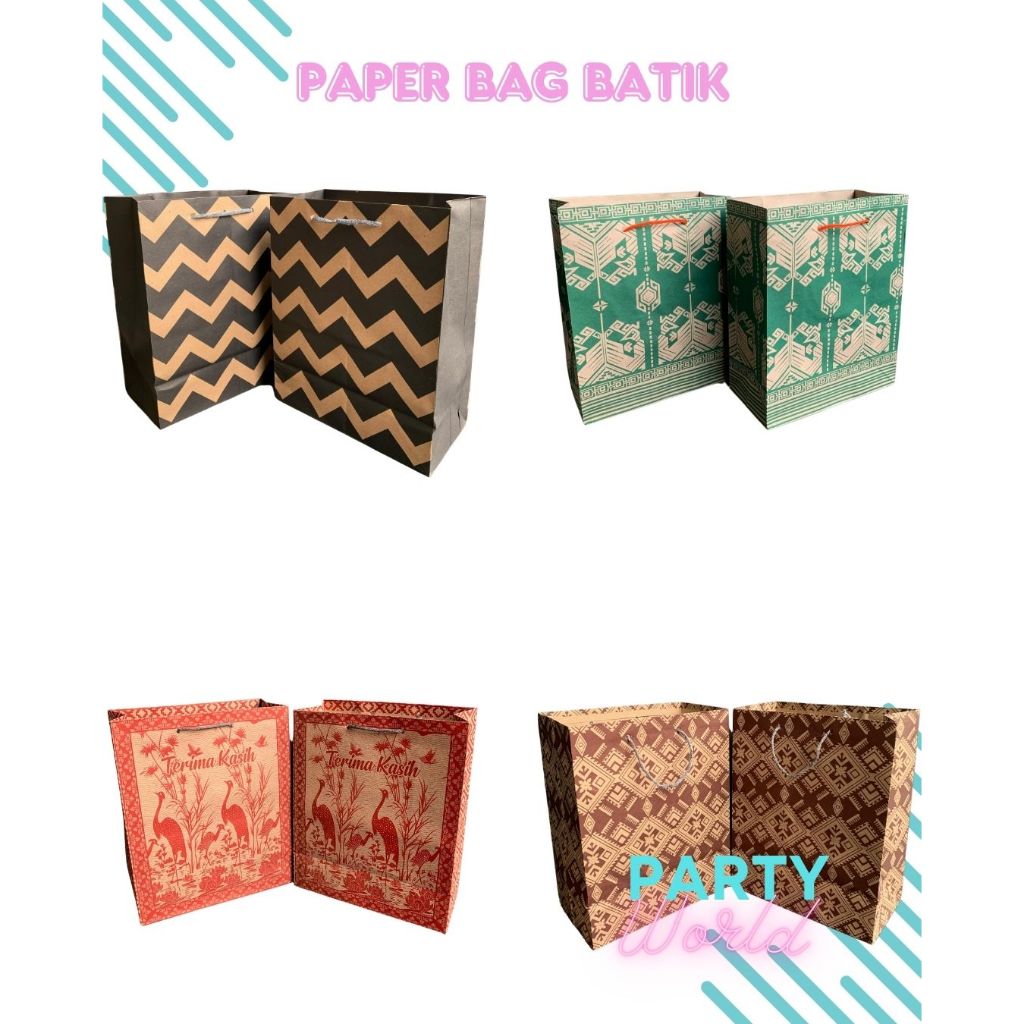 

12pcs Paper Bag Motif Batik Ukuran 20x25cm Tas Souvenir Jinjing