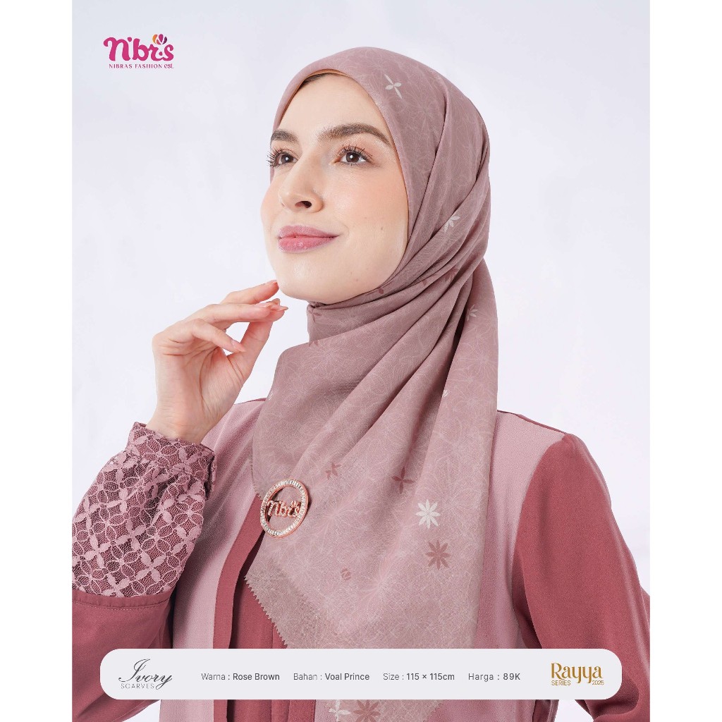 HIJAB SARIMBIT NBRS IVORY SCARVES HIJAB SEGIEMPAT NIBRAS