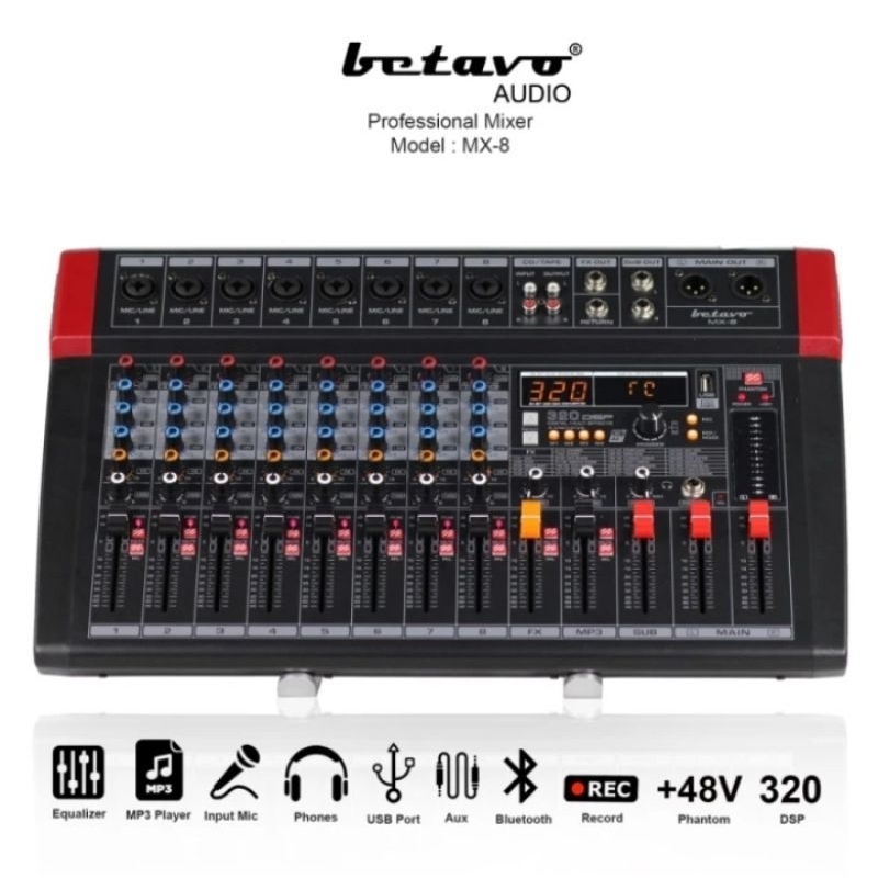 MIXER AUDIO BETAVO MX-8 PROFESIONAL MIXER AUDIO 8 CHANNEL ORIGINAL BETAVO