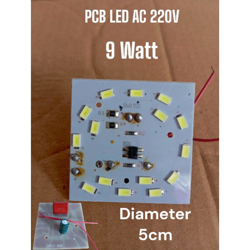 PCB LAMPU LED AC 9 WATT CAHAYA TERANG