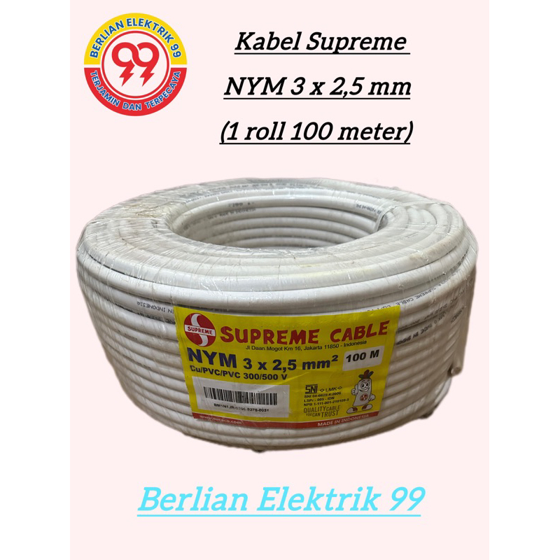 kabel supreme NYM 3x2,5mm putih (1roll 100 meter) supreme nym 3x2,5mm