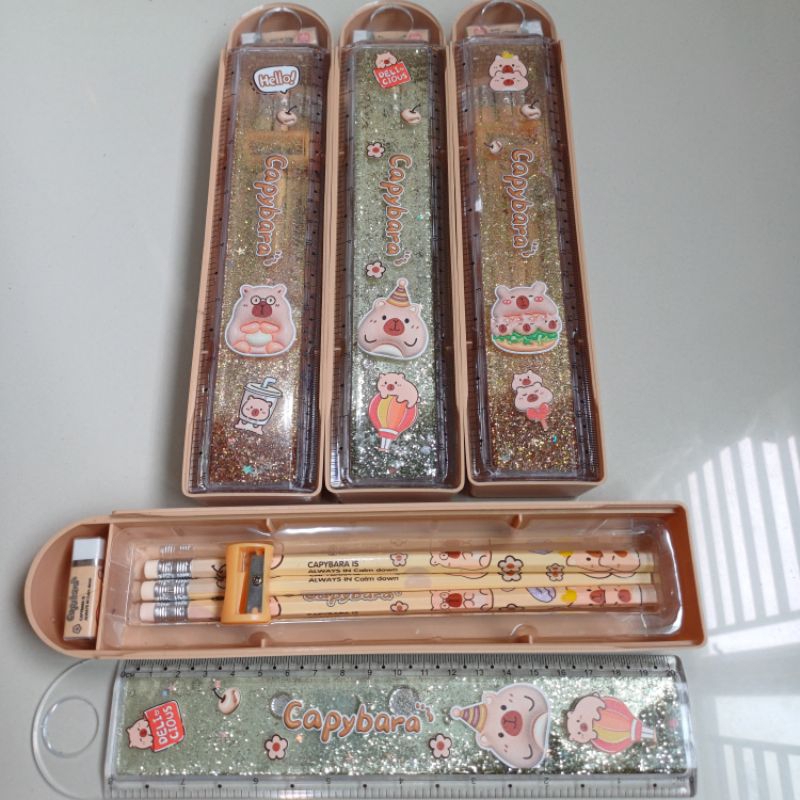 

Set ATK capybara 576-1 tempat pensil rautan penghapus penggaris