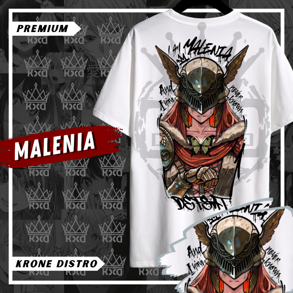 KRONE Kaos Distro MALENIA ELDEN RING Katun 24s Tebal - Tshirt Distro Elden Ring Unisex Dewasa