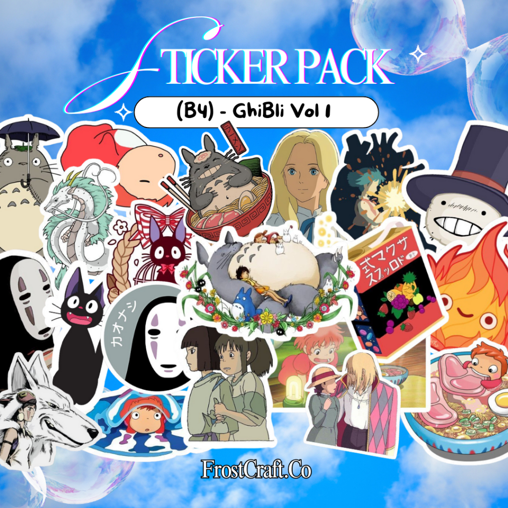 

COD✨ 20 PCS Stiker Ghibli VOL 1 / Vinyl Waterproof Anti Air / Sticker Anime Aesthetic Helm Buku Journal Koper Motor Casing HP Laptop