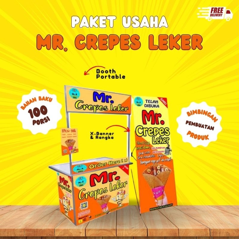 Franchise Crepes Booth Gerobak Meja Lipat Ide Bisnis Usaha Di rumah Instan Modal Kecil Peluang Paket